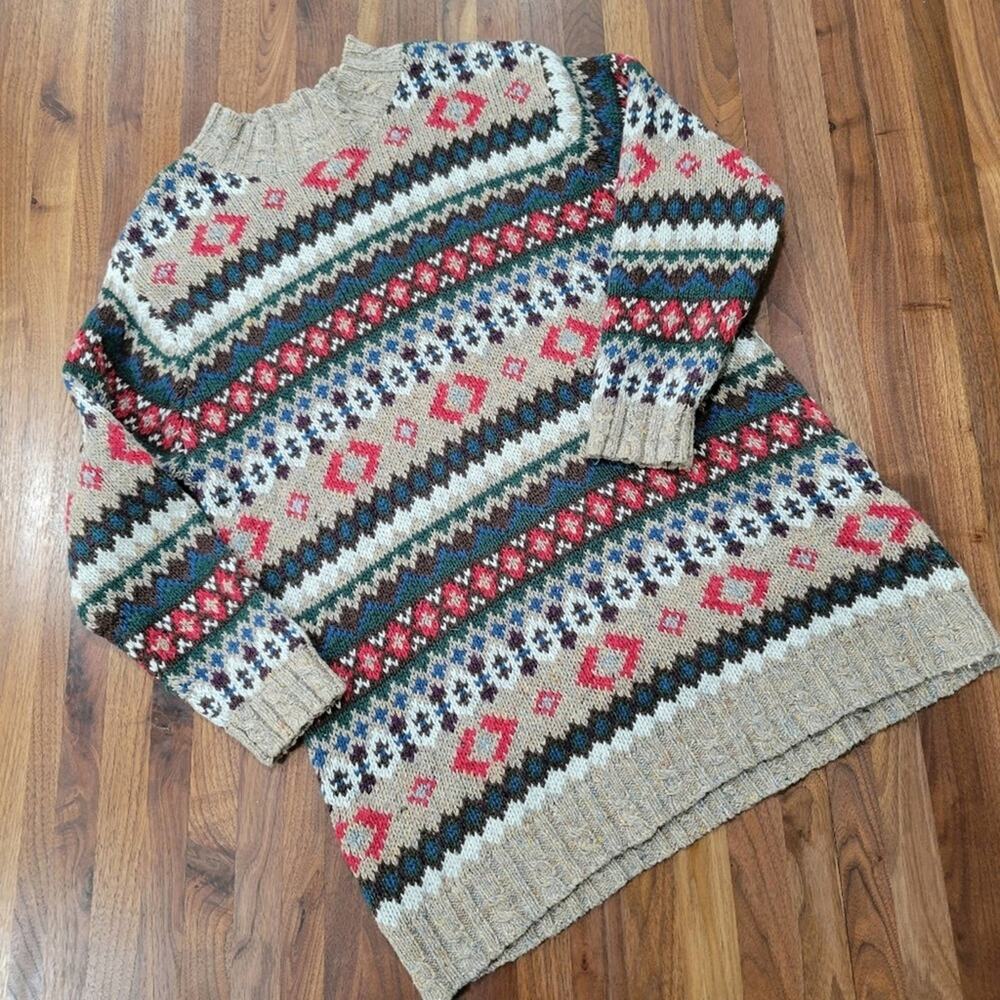 Vintage Prides Landing Ramie Wool Blend Mock Neck, Tunic Length Sweater Size XL